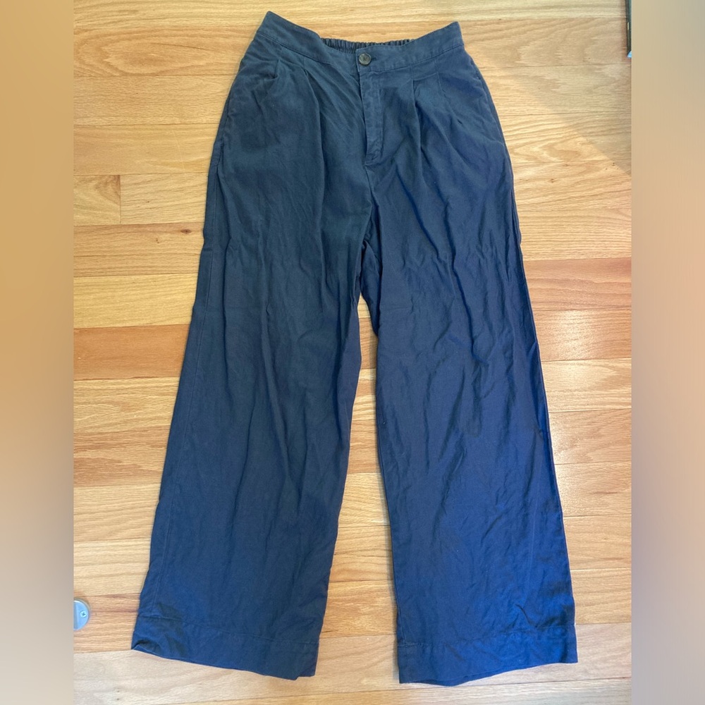 Faherty High Waist Organic Cotton/Linen Trousers